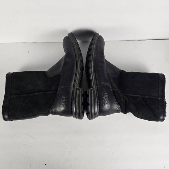 Ugg Womens Black Brooks Shearling Lined Winter Casual Suede and Leather Size 7 - Picture 5 of 14